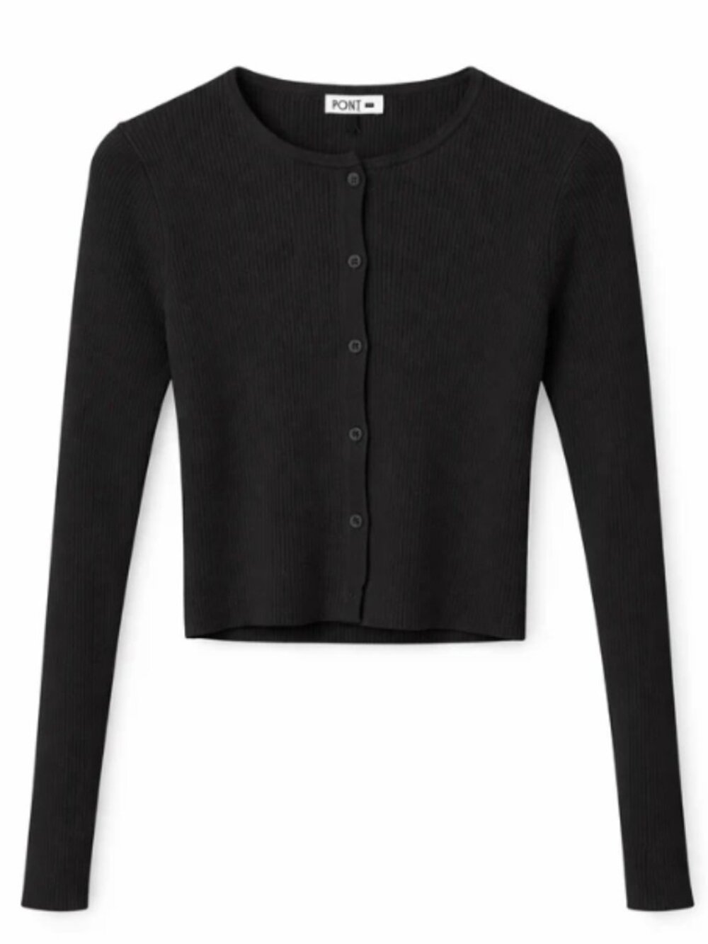 POINT Black Knit Cardi (Ribbed Button-Up Cardigan Sweater) L NWT